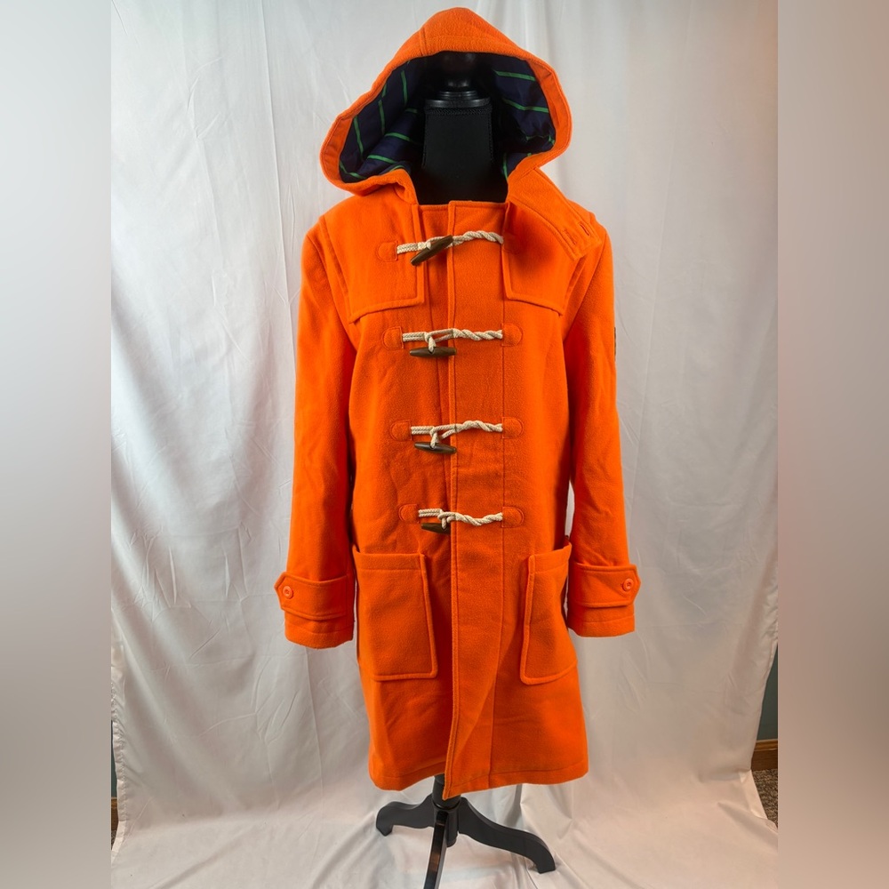 Rowing Blazers Bright Orange Hooded Pea Coat Toggle Closure